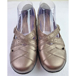 Clarks Bronze Leather Hook & Loop 15260 Mary Jane Comfort Shoes Womens Size 7